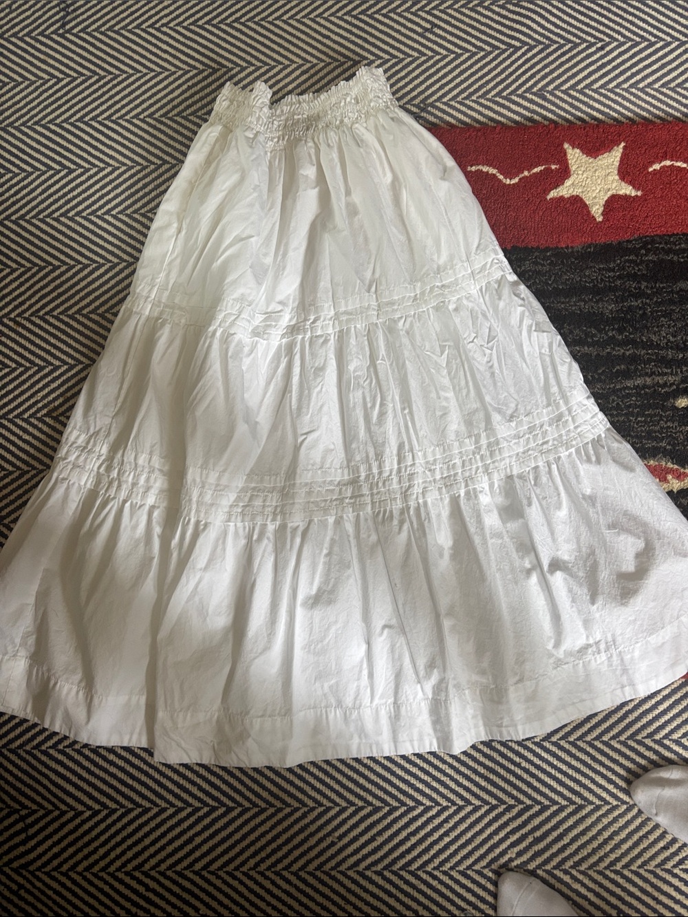 Quince White Tiered Cotton Maxi Skirt